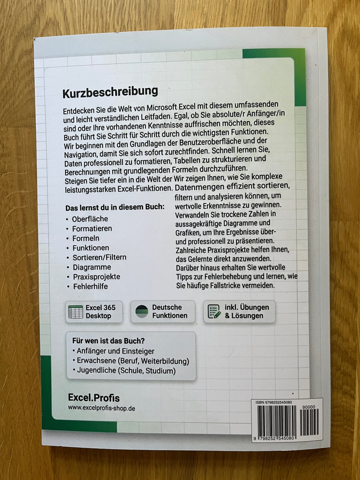 Cover Rückseite des Buches Excel für Anfänger